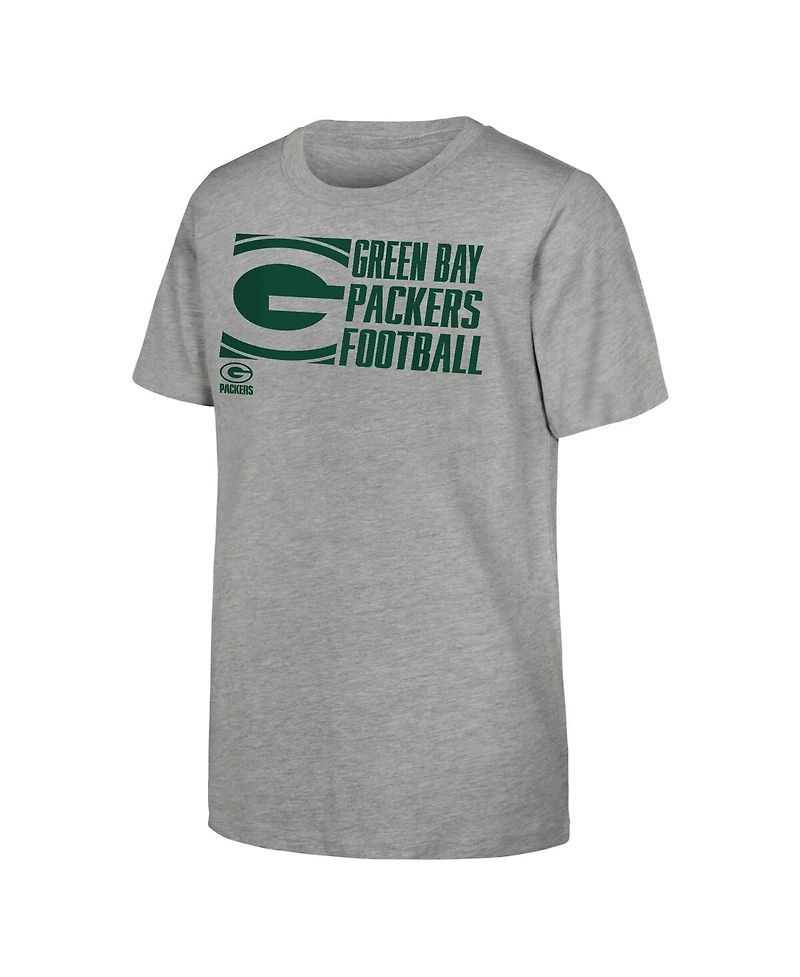 Outerstuff Big Boys and Girls Heather Gray Green Bay Packers Post Game T-Shirt