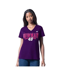 G-iii 4Her by Carl Banks Women's Purple Alex Bowman Cheer Dance V-Neck T-Shirt