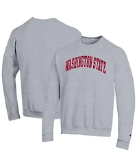 Champion Men's Heather Gray Washington State Cougars Basic Arch Fleece Pullover Sweatshirt