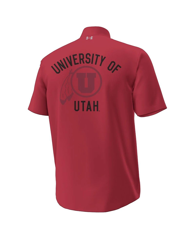 Under Armour Men's Red Utah Utes Gameday Armourfuse Camp Button-Up Shirt