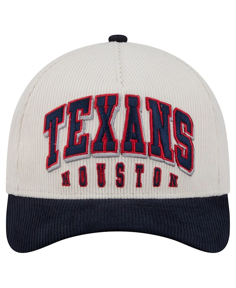 New Era Men's Cream/Navy Houston Texans Two-Tone Sided Corduroy 9FORTY A-Frame Adjustable Hat