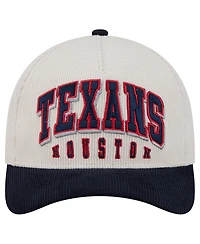 New Era Men's Cream/Navy Houston Texans Two-Tone Sided Corduroy 9FORTY A-Frame Adjustable Hat
