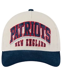 New Era Men's Cream/Navy New England Patriots Two-Tone Sided Corduroy 9FORTY A-Frame Adjustable Hat
