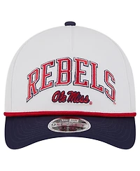 New Era Men's White/Navy Ole Miss Rebels Arch Two-Tone Rope 9FORTY A-Frame M-Crown Adjustable Hat