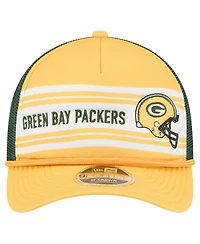 New Era Men's Gold Green Bay Packers Linear A-Frame 9FORTY Adjustable Hat