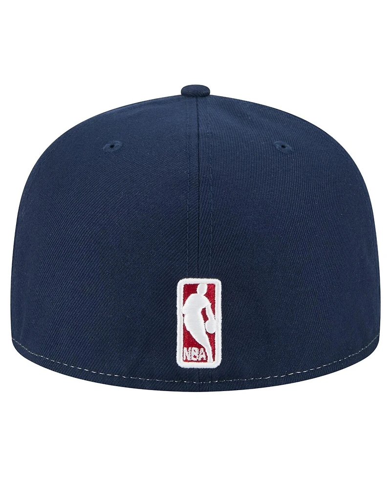 New Era Men's White/Navy Denver Nuggets Repeat 59Fifty Fitted Hat