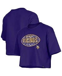 New Era Girl's Purple Minnesota Vikings Flip Sequin Boxy T-Shirt