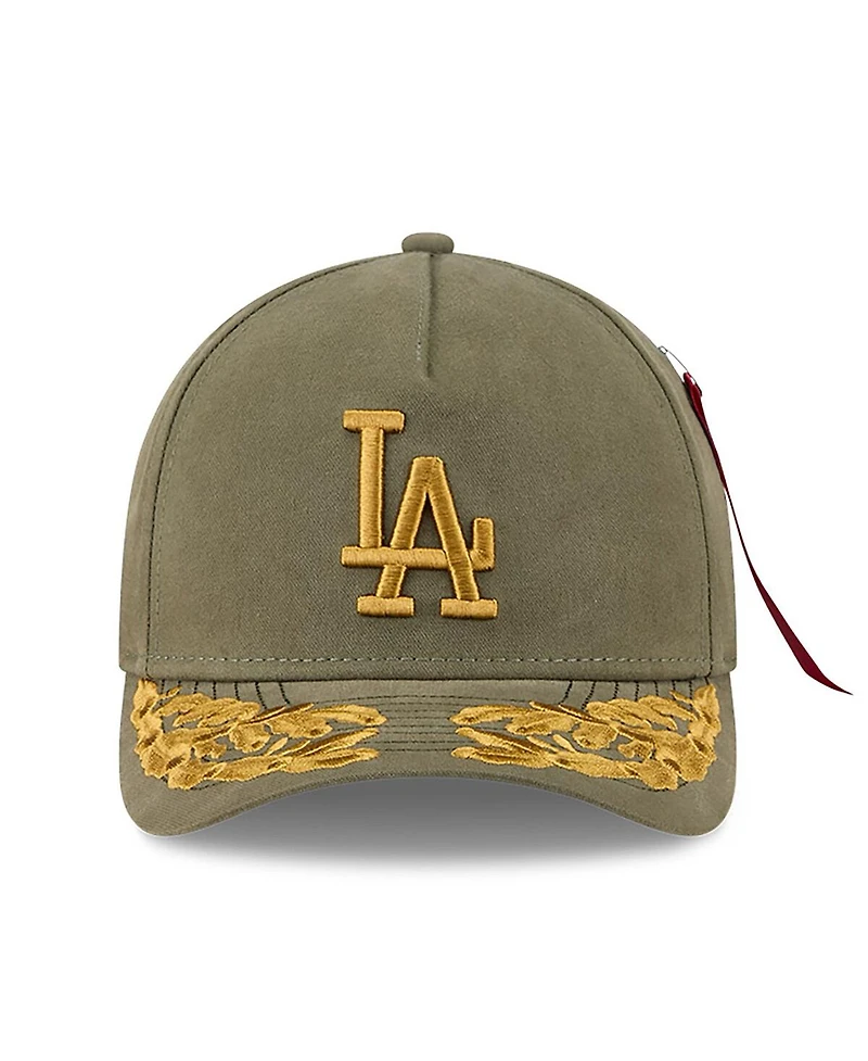New Era Men's Olive Los Angeles Dodgers A-Frame 9FORTY Adjustable Hat