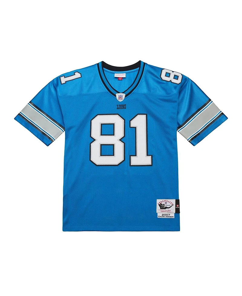 Mitchell & Ness Men's Calvin Johnson Blue Detroit Lions 2007 Authentic Throwback Retired Player Jersey