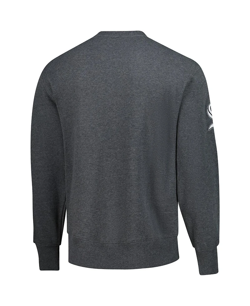 Mitchell & Ness Men's Frank Thomas Heather Charcoal Chicago White Sox Legends Collection Vintage Logo Name Number Fleece Pullover Sweatshirt