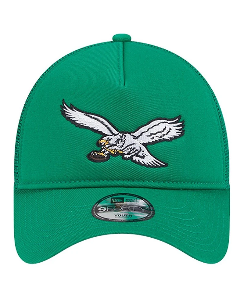 New Era Toddler Kelly Green Philadelphia Eagles Main 9FORTY A-Frame Trucker Adjustable Hat