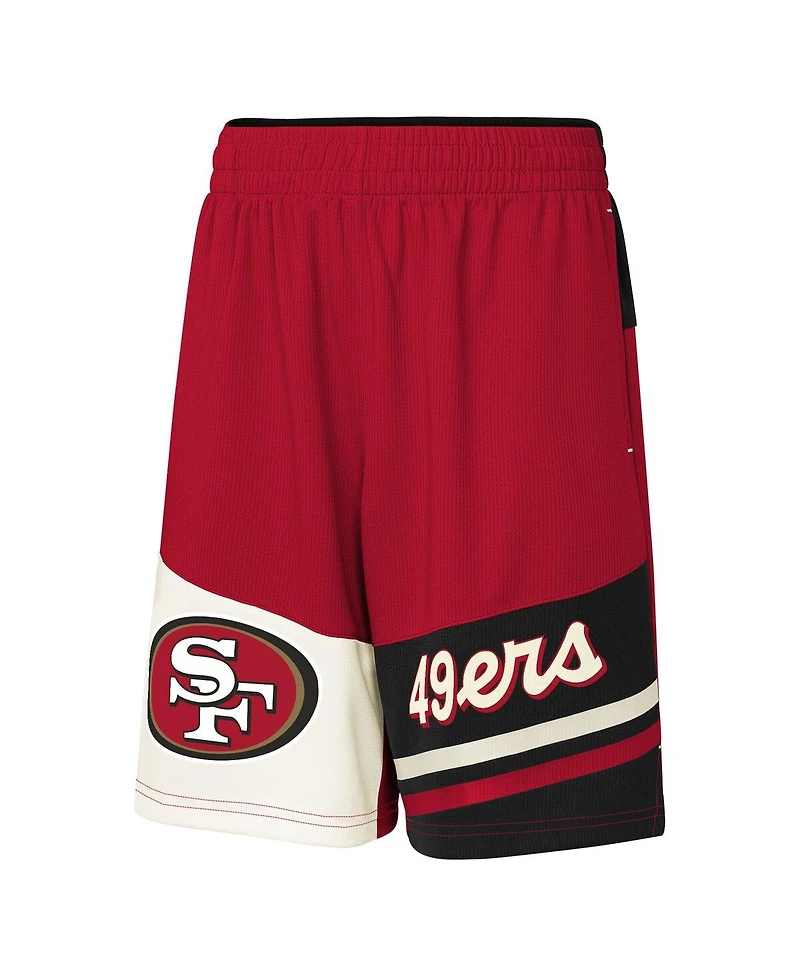 Outerstuff Big Boys and Girls Scarlet San Francisco 49ers Fandemonium Mesh Shorts