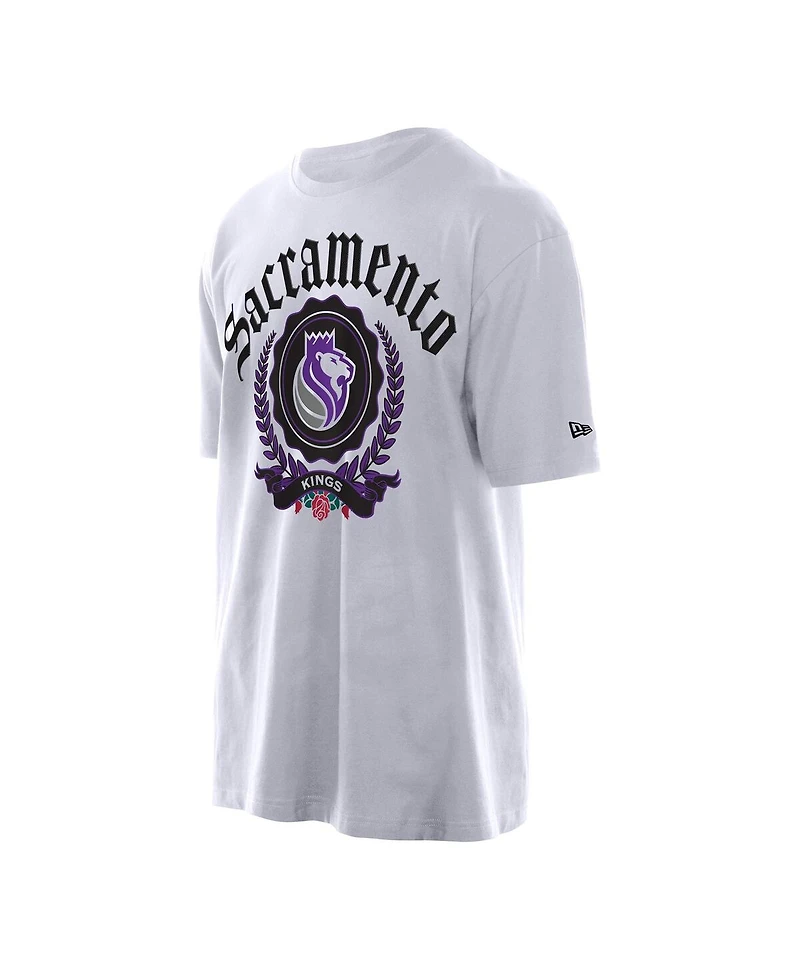 New Era Men's White Sacramento Kings Throwback Prep Oversized T-Shirt