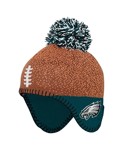 Outerstuff Baby Boys and Girls Brown Philadelphia Eagles Football Head Knit with Pom Hat
