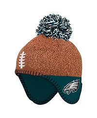 Outerstuff Baby Boys and Girls Brown Philadelphia Eagles Football Head Knit with Pom Hat