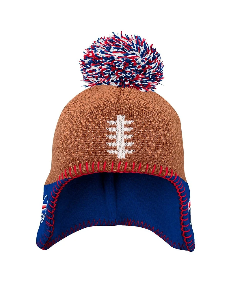 Outerstuff Baby Boys and Girls Brown Buffalo Bills Football Head Knit with Pom Hat