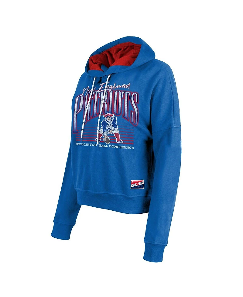 New Era Women's Royal England Patriots Throwback Boxy Pullover Hoodie