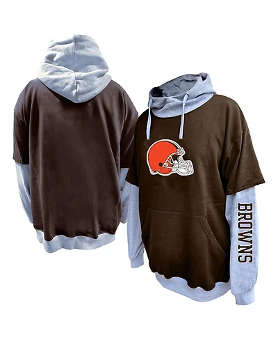 Fanatics Men's Brown/Heather Gray Cleveland Browns Big Tall Twofer Pullover Hoodie
