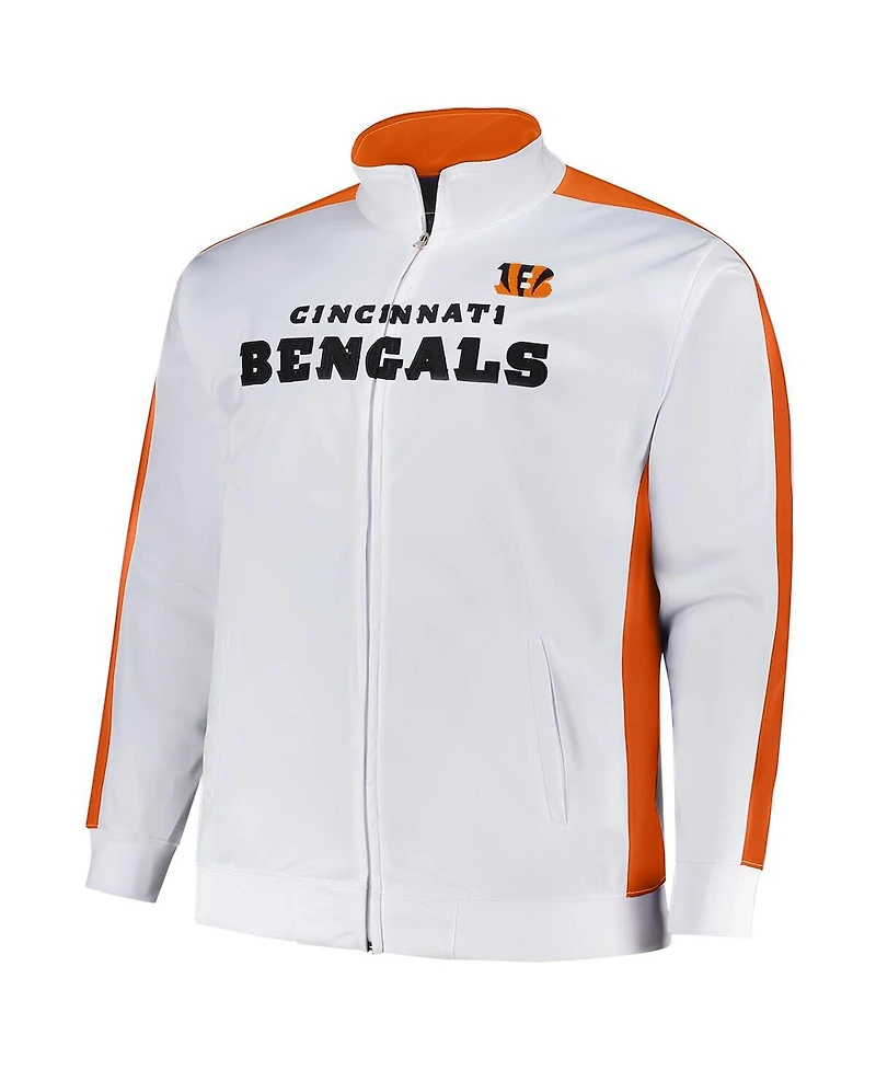 Fanatics Men's White Cincinnati Bengals Big Tall Tricot Full-Zip Track Jacket