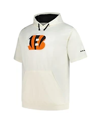 Profile Men's Oatmeal Cincinnati Bengals Big Tall Chest Print and Logo Short Sleeve Pullover Hoodie