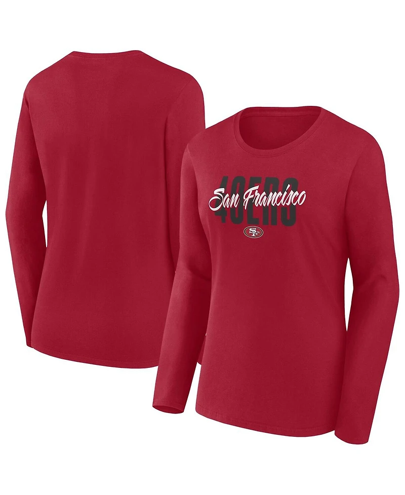 Fanatics Women's Scarlet San Francisco 49ers Long Sleeve Scoop Neck T-Shirt