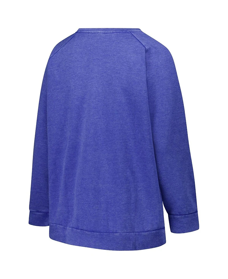 Profile Women's Royal New York Giants Plus Acid Wash Raglan Sweatshirt