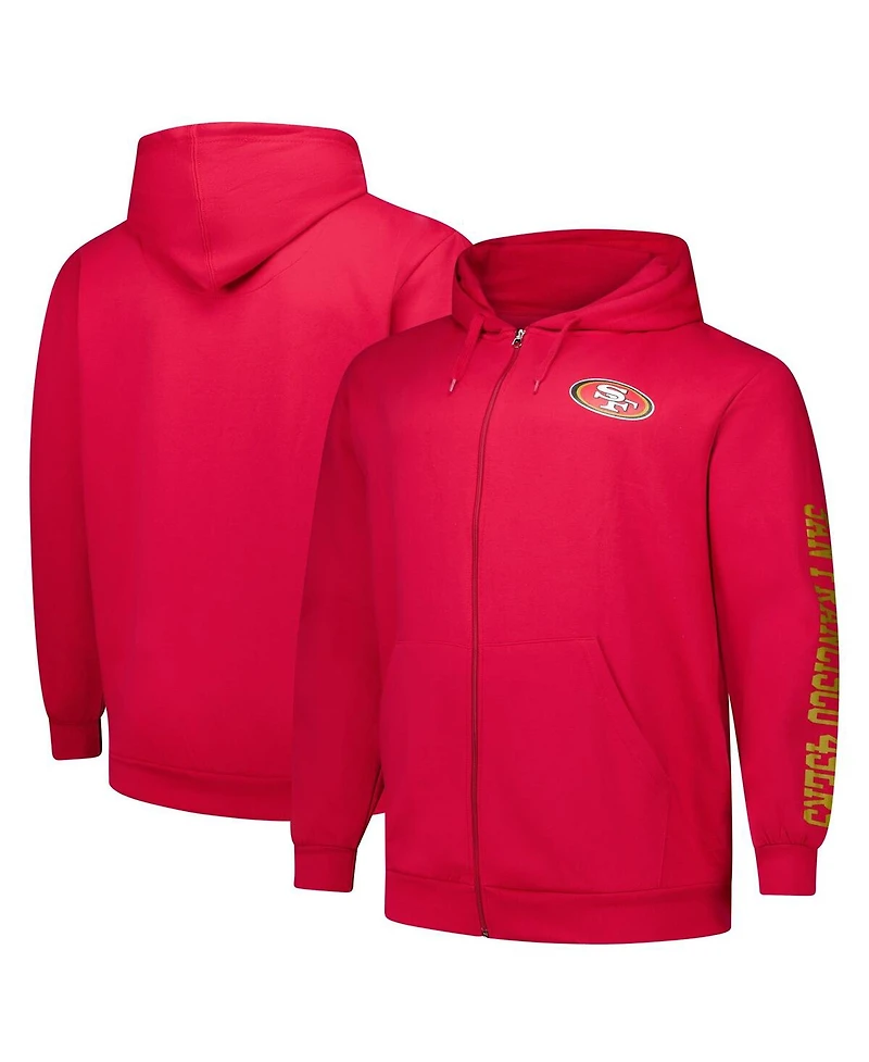 Fanatics Men's Scarlet San Francisco 49ers Big Tall Sleeve Hit Full-Zip Hoodie