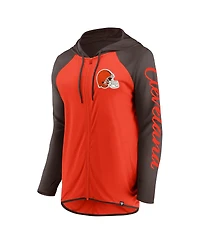 Fanatics Women's Orange/Brown Cleveland Browns Script Full-Zip Hoodie