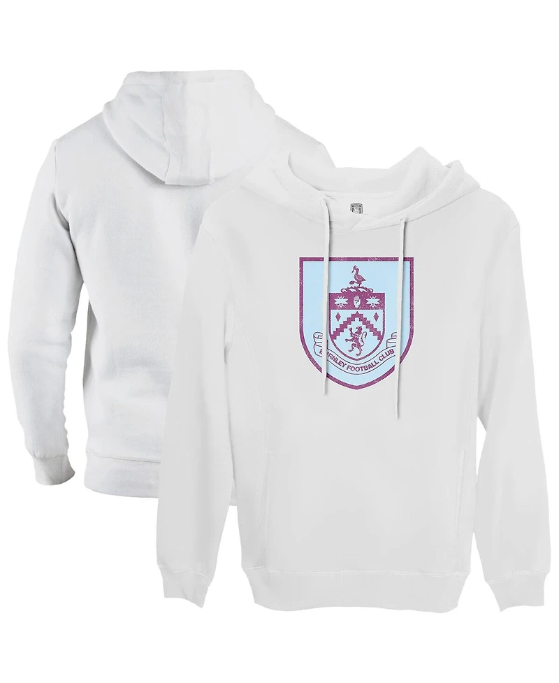 1863FC Men's White Burnley Color Badge Fleece Pullover Hoodie