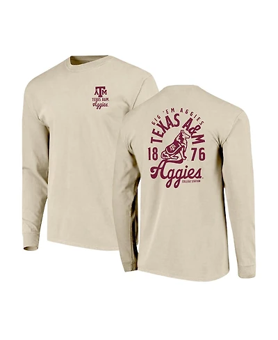 Image One Men's Natural Texas A M Aggies Comfort Colors Mascot Overlay Long Sleeve T-Shirt