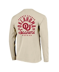 Image One Men's Natural Oklahoma Sooners Comfort Colors Mascot Overlay Long Sleeve T-Shirt