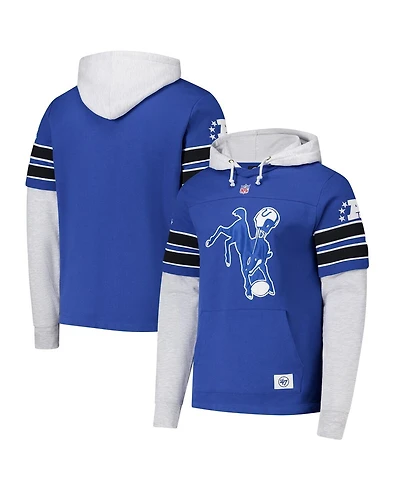 '47 Brand Men's Royal Indianapolis Colts Throwback Double Header Blitz Cornerback Hoodie