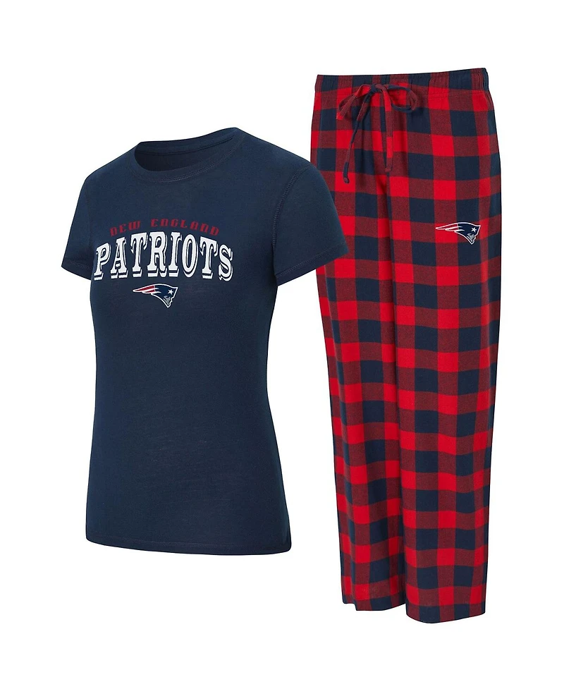 Concepts Sport Women's 2-Piece Navy/Red New England Patriots Avondale T-Shirt and Pants Flannel Pj Set