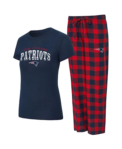 Concepts Sport Women's 2-Piece Navy/Red New England Patriots Avondale T-Shirt and Pants Flannel Pj Set