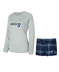 Concepts Sport Women's 2-Piece Memphis Grizzlies Petition Long Sleeve Top and Shorts Set