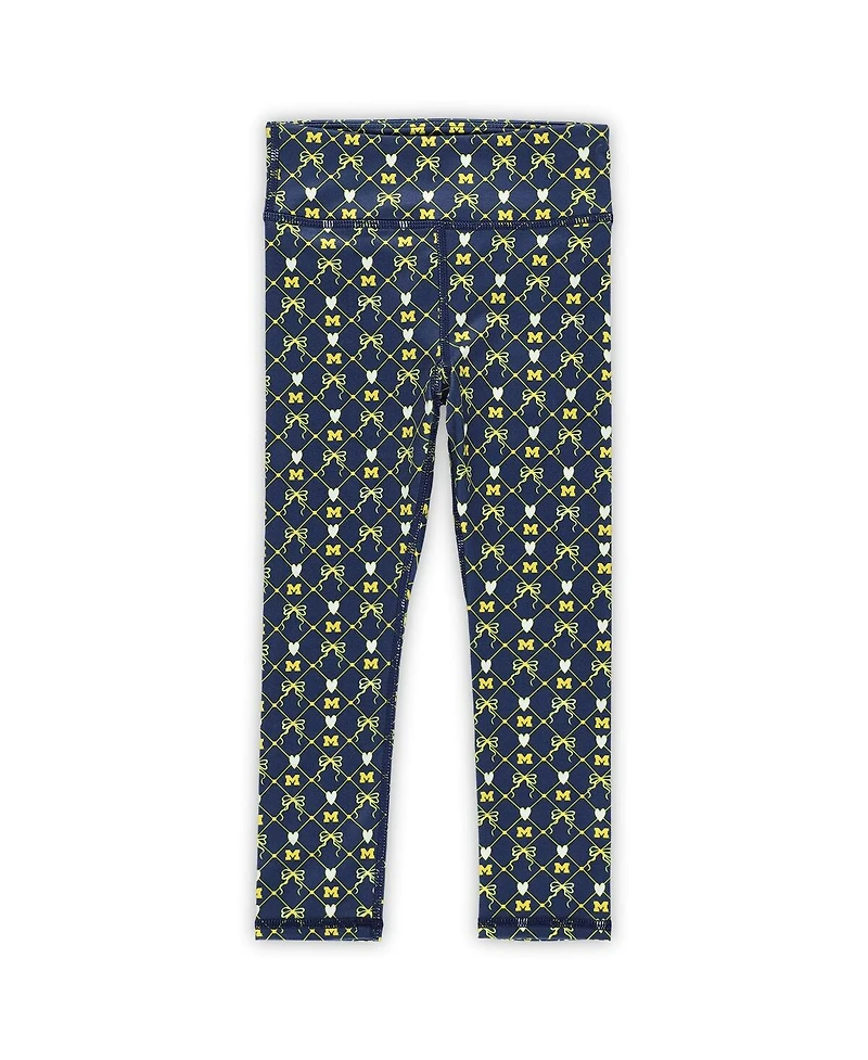 ZooZatz Girls Toddler 2-Piece Navy Michigan Wolverines Tri-Blend Bow Legging and Shirt Set