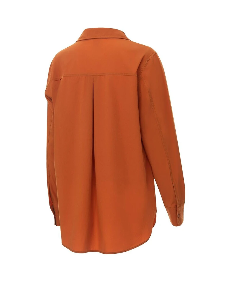 ZooZatz Women's Burnt Orange Texas Longhorns Stretch Woven Button-Up Shirt