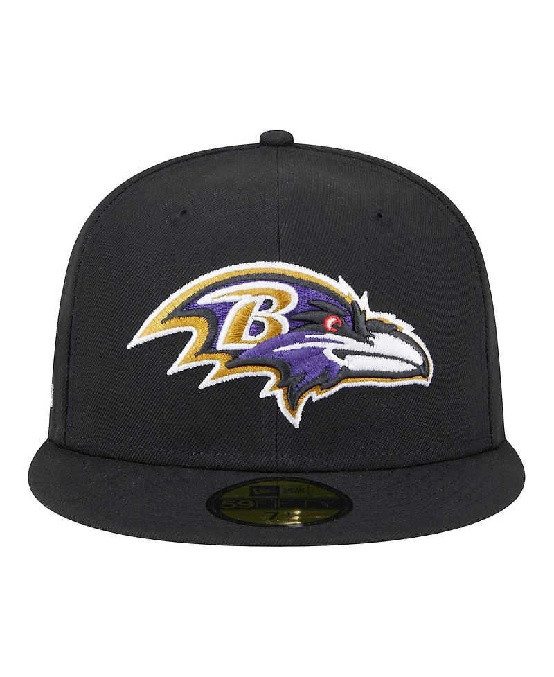 New Era Men's Black Baltimore Ravens Main Patch 59FIFTY Fitted Hat