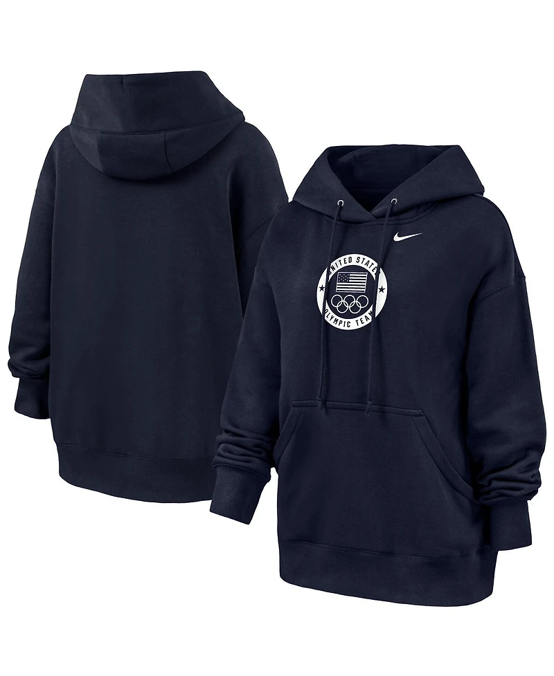 Nike Women's Navy Team Usa Oversized Phoenix Fleece Hoodie