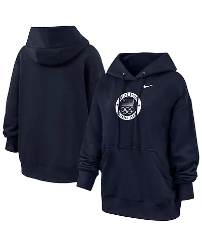 Nike Women's Navy Team Usa Oversized Phoenix Fleece Hoodie
