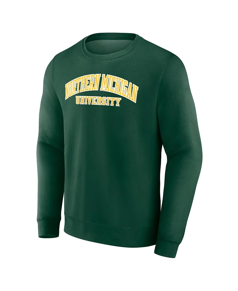 Fanatics Men's Green Northern Michigan Wildcats Short Name Pullover Sweatshirt