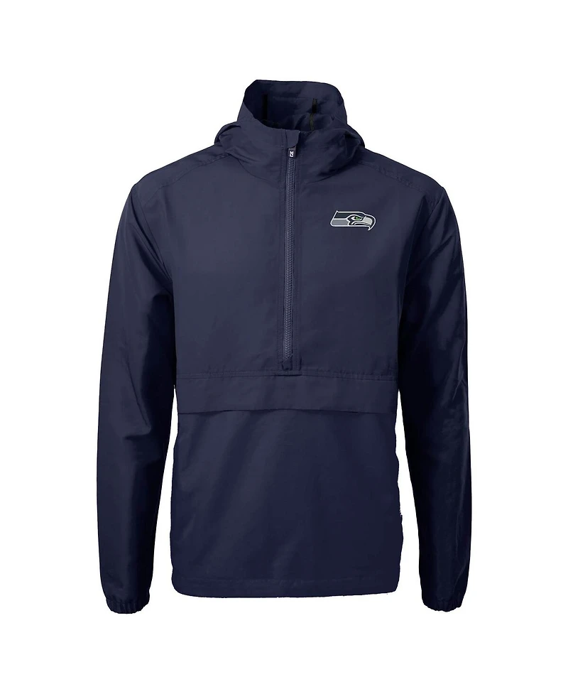 Cutter & Buck Men's Navy Seattle Seahawks Charter Eco Anorak Half-Zip Jacket