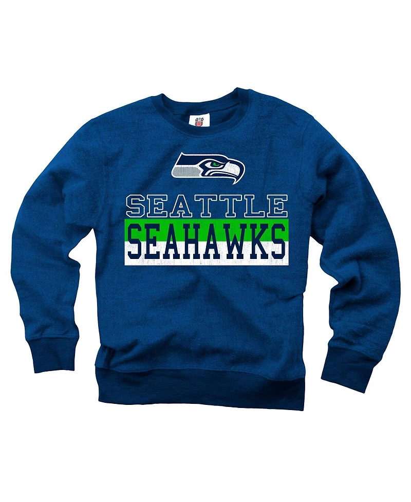 Wes & Willy Big Boys and Girls College Navy Seattle Seahawks Reversible Fleece Pullover Sweatshirt