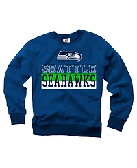 Wes & Willy Big Boys and Girls College Navy Seattle Seahawks Reversible Fleece Pullover Sweatshirt