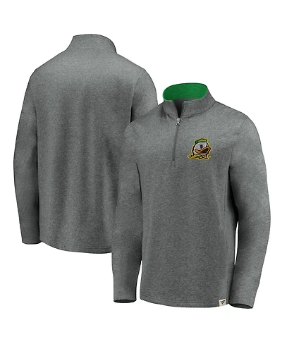 Fanatics Men's Heather Gray Oregon Ducks True Classics Signature Fleece Quarter-Zip Pullover