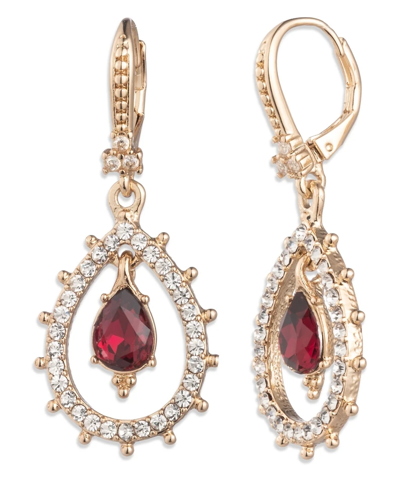 Marchesa Glass and Epoxy Stone Gold-Tone Pear Orbital Earrings