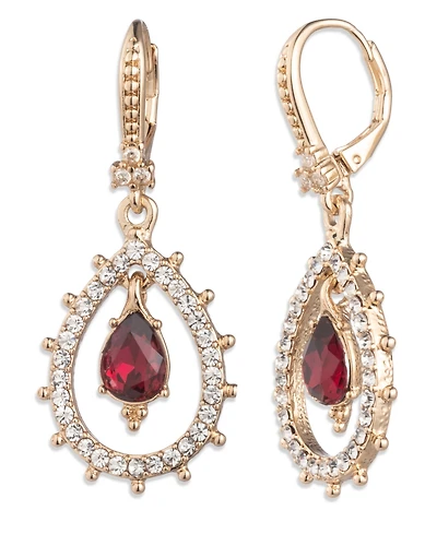 Marchesa Glass and Epoxy Stone Gold-Tone Pear Orbital Earrings