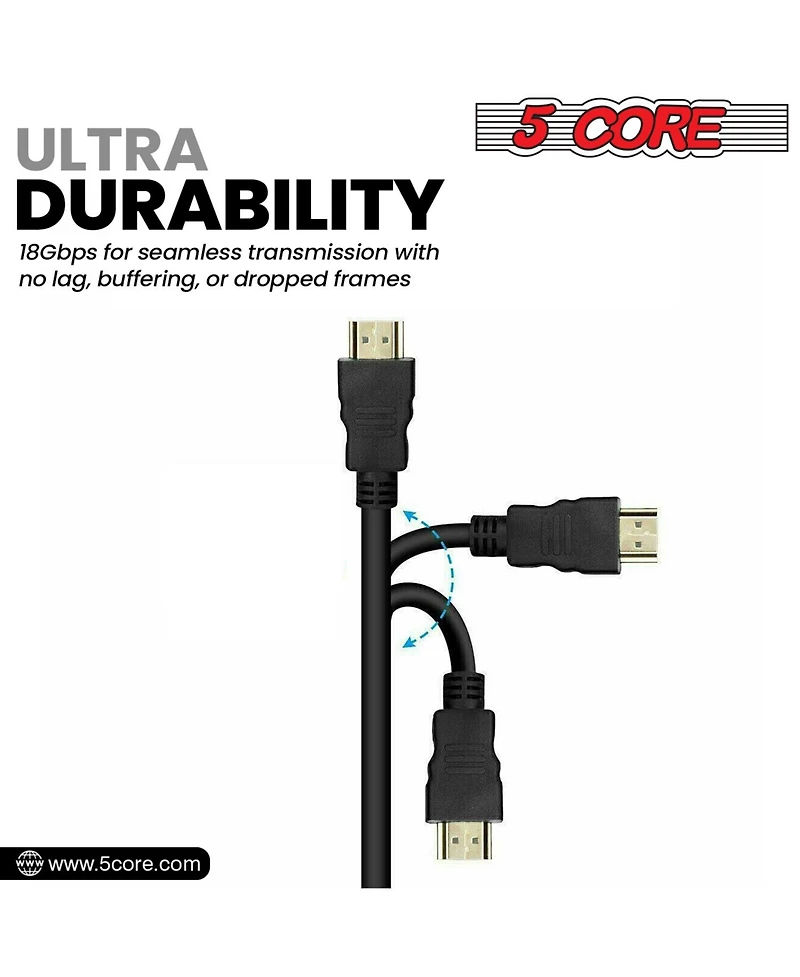 5 Core Hdmi Cable High Speed 6ft long 18Gbps 2.0 4K Computer Cord Hdr Compatible