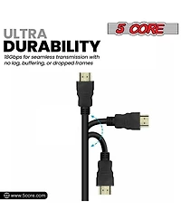 5 Core Hdmi Cable High Speed 6ft long 18Gbps 2.0 4K Computer Cord Hdr Compatible