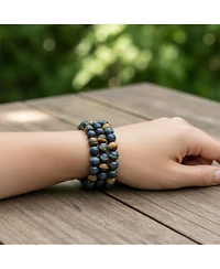 Bling Jewelry Stackable Set Of 3 Natural Stone Round Bead 8MM Multi Strand Stretch Bracelet